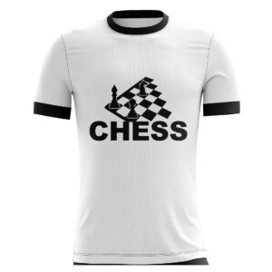 White Sports T-shirt with Chess Design for Kids white & Black Color