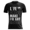 Graphic Printed Chess T-Shirt | Half Sleeve Round Neck Sports Jersey Black Color