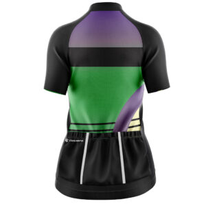 Women’s Outfit for Professional Cycling Black, Purple & Green Color