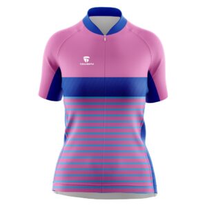 Women’s Polyester Compression Cycling Tshirt Pink & Blue Color
