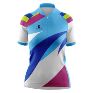 Comfortable Dri Fit Bicycle T-shirt for Women White with Multi Color