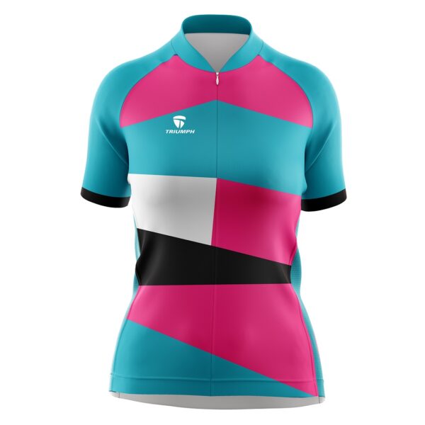Cycling Jersey Women | Half Sleeves Tees for Girl Cyclist Green With Multi Color