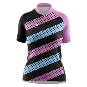 Designed Colorful Cycling Jerseys for Women Black, Blue & Pink Color