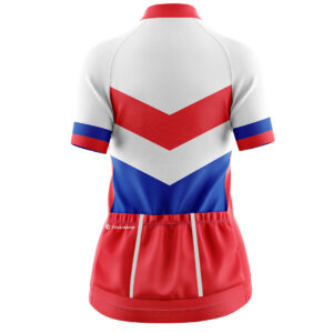 Women’s Cycling Jersey Short Sleeve Road Bike Tees Bicycle Biking Tops 3 Rear Pockets White, Red & Blue Color