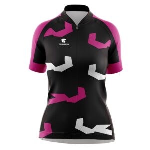 Full Zipper Cycling Jerseys Clothes for Women | Custom Sportswear Black, White & Pink Color
