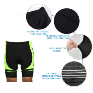 Men’s Cycling Shorts Biking Bicycle Bike Half Pants 3D Padded Shorts for Cyclist Green & Black