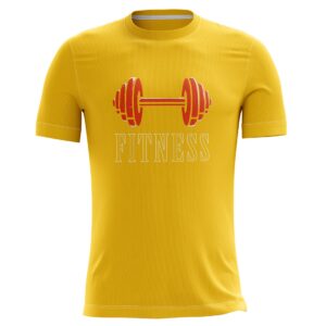 Mens Workout Gym Short Sleeve T Shirt Active Athletic Running TShirts Yellow Color