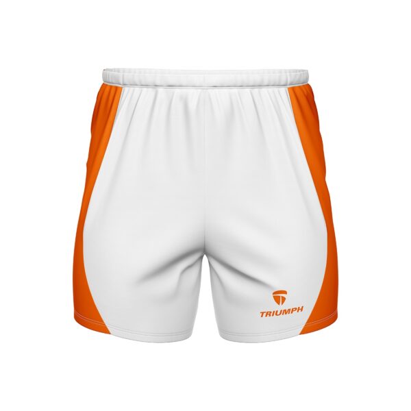 GYM Shorts for Men with Zipper Pockets White & Orange Color