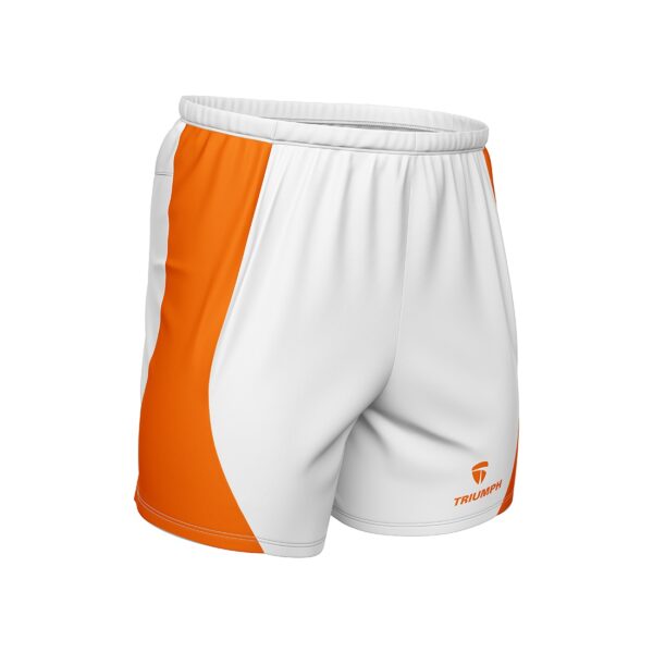 GYM Shorts for Men with Zipper Pockets White & Orange Color