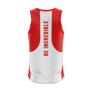 Plus Size Sleeveless Sports Vest Gym Tank Top for Men White & Red Color