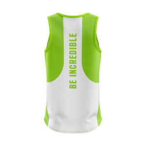 Printed Gym Singlet for Men | Dry Fit Sports Tank Top White & Green Color