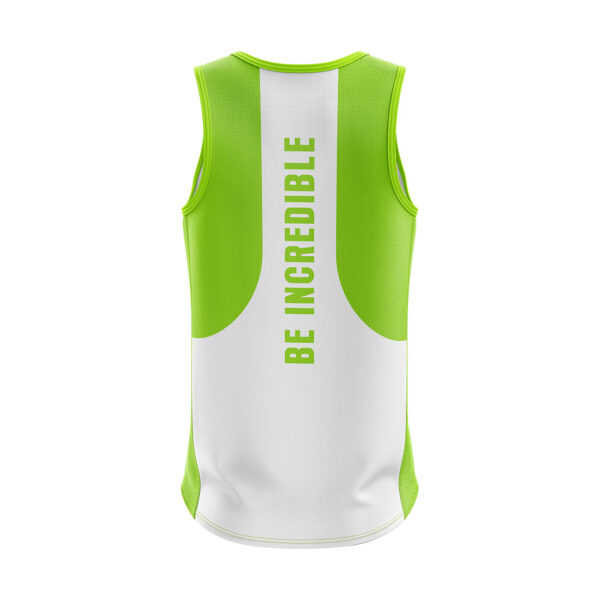 Printed Gym Singlet for Men | Dry Fit Sports Tank Top White & Green Color