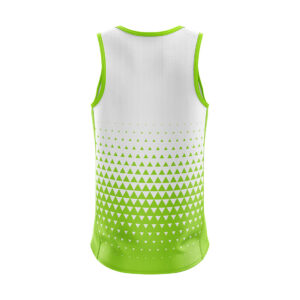 Printed Mens Sleeveless Polyester Gym Fit Vest Workout Tank Top White & Green Color