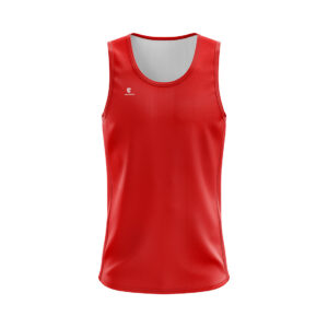Printed Mens Sleeveless Polyester Gym Fit Vest Workout Red Tank Top