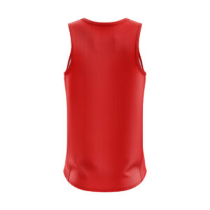 Printed Mens Sleeveless Polyester Gym Fit Vest Workout Red Tank Top