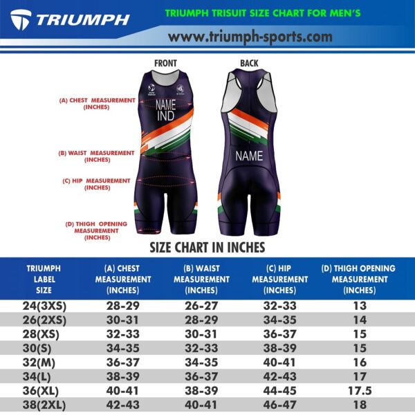 ITF Official Triathlon Suit | Men’s Trisuit 2023 - Size Chart