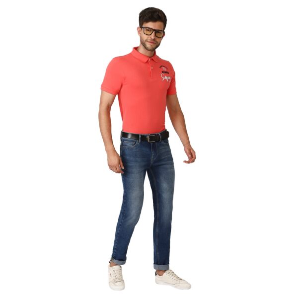 Men Classic Collar Polo T-Shirt Regular Fit Printed Polo T Shirts - Red Color