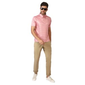 Striped Tshirt For Men | Men's Regular Fit Polo Tshirt Pink