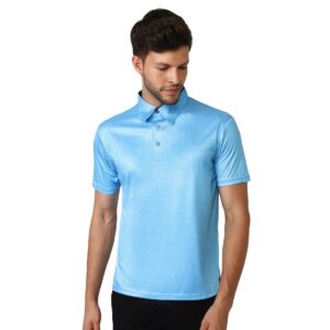 Polo T-Shirts for Men | Men Blue Dots Printed Collar T-shirt