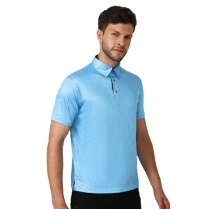 Polo T-Shirts for Men | Men Blue Dots Printed Collar T-shirt