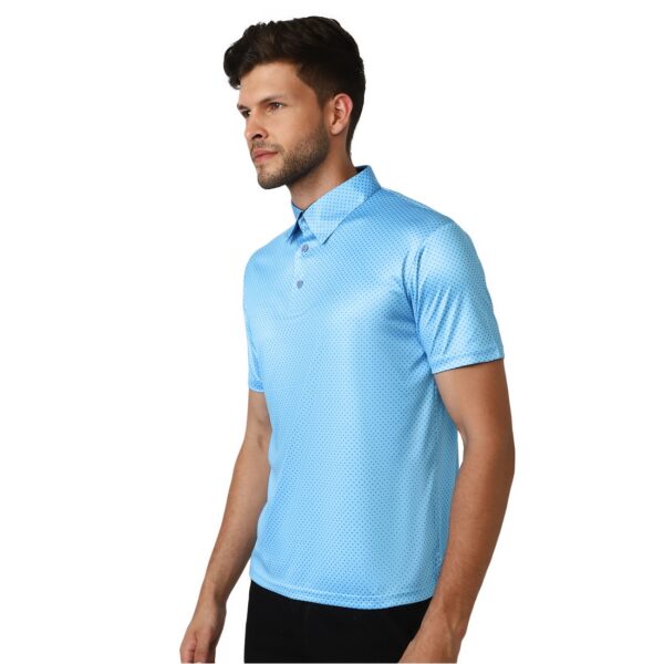 Polo T-Shirts for Men | Men Blue Dots Printed Collar T-shirt