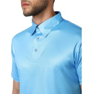 Polo T-Shirts for Men | Men Blue Dots Printed Collar T-shirt