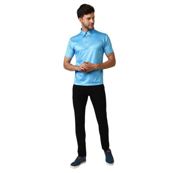 Polo T-Shirts for Men | Men Blue Dots Printed Collar T-shirt