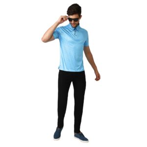 Polo T-Shirts for Men | Men Blue Dots Printed Collar T-shirt