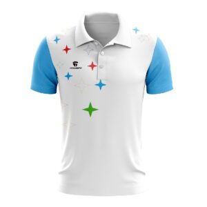 Tennis T-Shirt Quick-Dry Short Sleeve Polo T Shirts for Men - White & Blue Color