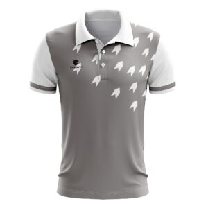 Polyester Printed Polo neck Tennis Jersey - Grey White Color