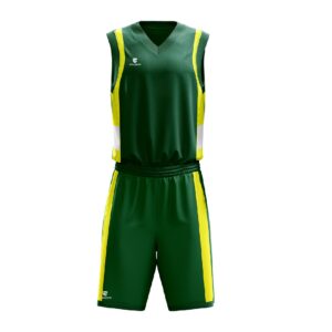 Basketball Jersey & Shorts For Men | Custom Printed Sportswear Green & Yellow Color