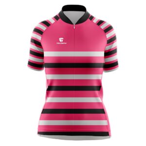 Womens Cycling Jersey | Mountain Bicycle Tees for Ladies | Cycle Clothes Pink, Black & White Color