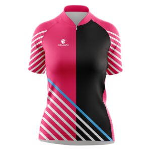 Womens Cycling Jersey | Mountain Bike Tees for Ladies Cycle Bicycle Clothes Pink & Black Color