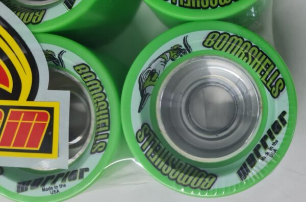 Warrior Bombshells Green Quad Skate Wheels with Aluminium Hub