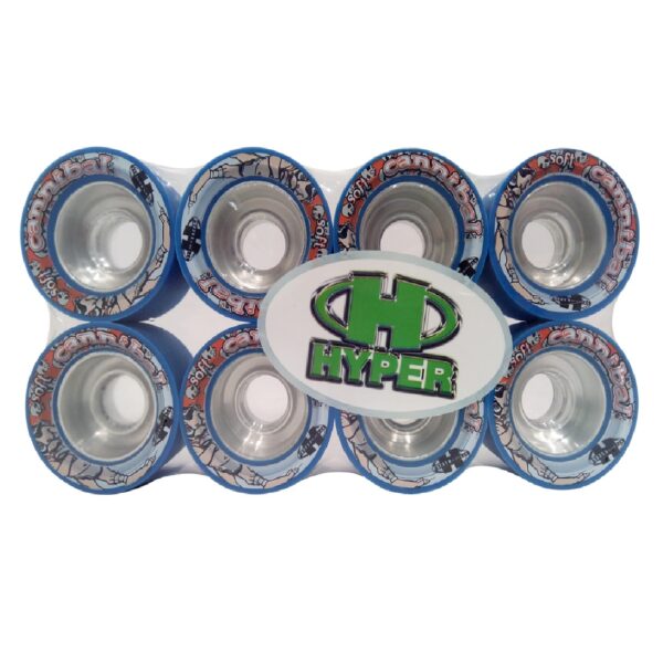 Warrior Hyper Cannibal Blue Quad Skate Wheels with Aluminium Hub