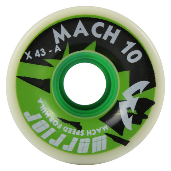 Warrior Mach 10 White Green Quad Skate Wheels