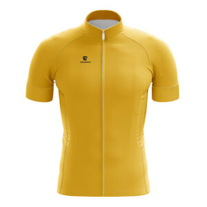 Yellow Solid Color Cycling Jersey for Men