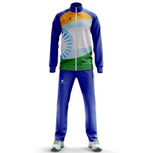 Tricolor India Sports Tracksuit for Men | Indian Flag Print Customised Track Suit Blue Color