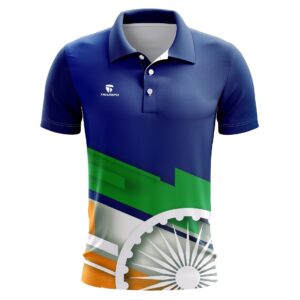 Independence Day Indian Flag Color Polo Neck T-Shirt for Mens Half Sleeve Republic Day Jerseys