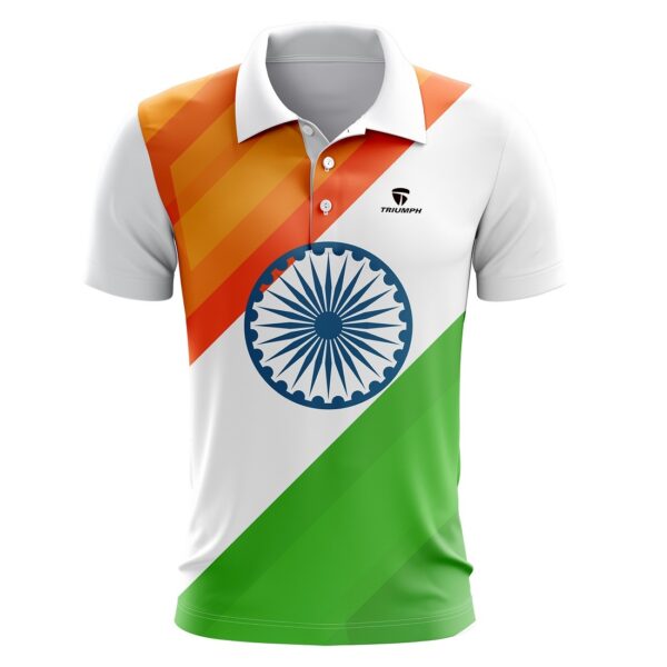 Polo Neck Half Sleeve Happy Independence Day Jersey and Republic Day T-Shirt for Mens