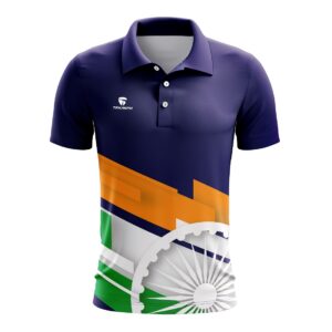 Independence Day Indian Flag Color Polo Neck T-Shirt for Mens Half Sleeve Republic Day Jerseys