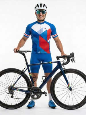 Mountain Bike Jersey | Unisex Custom Bicycle Jersey White, Blue & Red Color