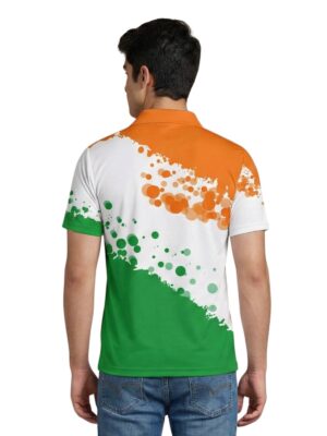 Polo Neck Happy Independence Day India Flag Color T-Shirt for Boys