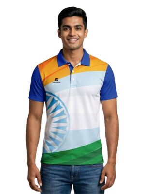 Republic Day I Love My India White Polyester Polo Neck Unisex Mens Half Sleeve T-Shirt Dress