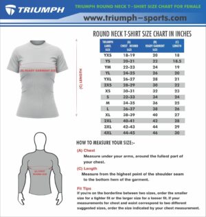 Round Neck T-Shirts Size Chart for Women