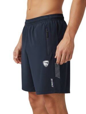 Men’s Running Shorts Navy Blue Color | Quick-Dry Lightweight Gym & Jogging Shorts with Zipper Pockets for Sports & Training