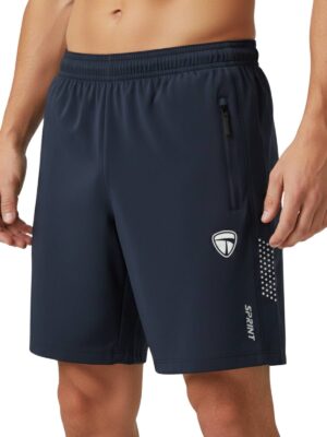 Men’s Running Shorts Navy Blue Color | Quick-Dry Lightweight Gym & Jogging Shorts with Zipper Pockets for Sports & Training