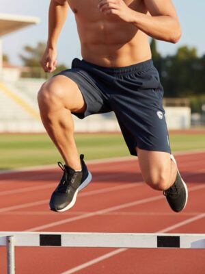 Men’s Running Shorts Navy Blue Color | Quick-Dry Lightweight Gym & Jogging Shorts with Zipper Pockets for Sports & Training