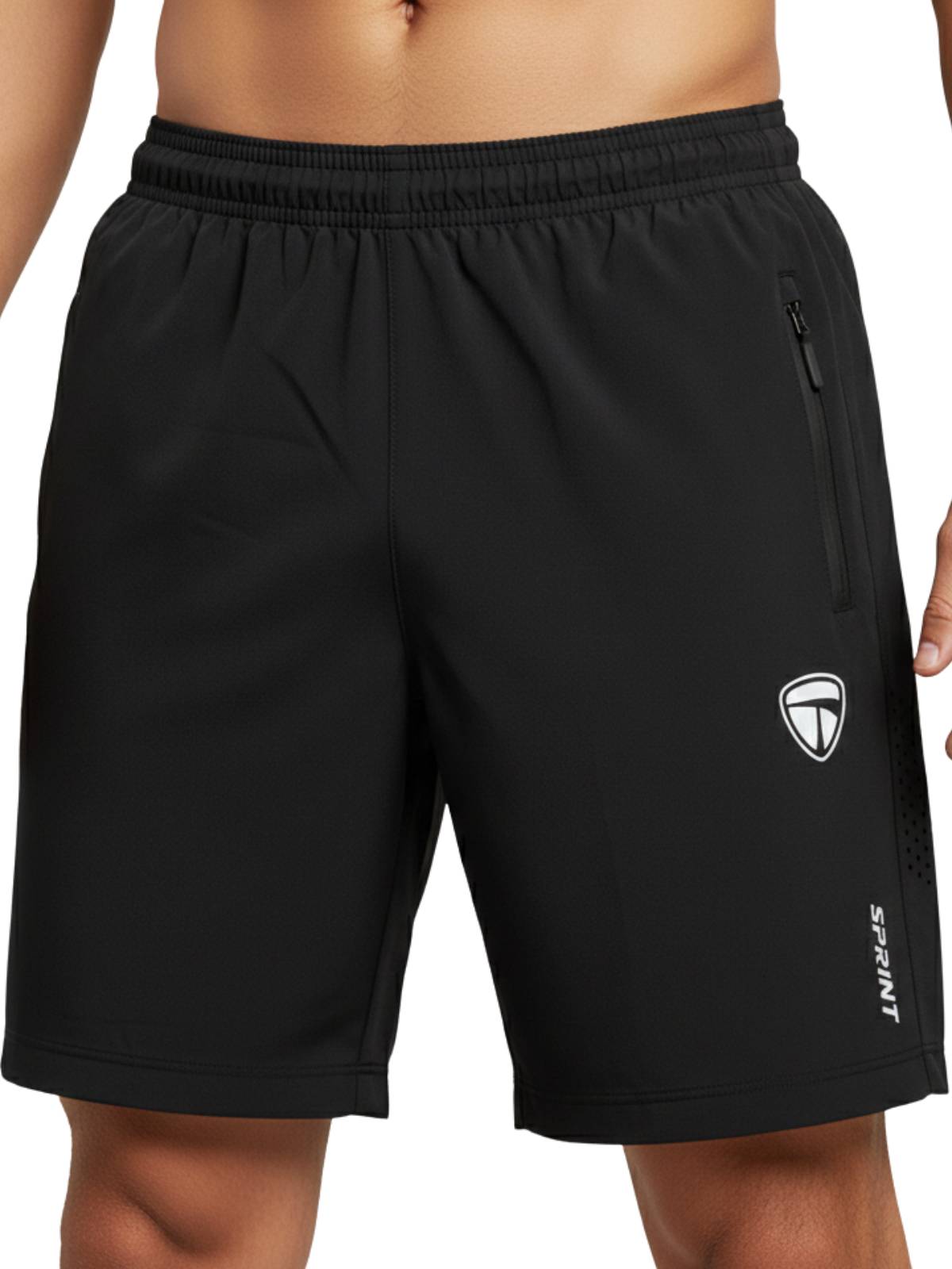 Men’s Running Shorts, Breathable Athletic Black Color Shorts with Moisture-Wicking Fabric & Zipper Pockets for Gym, Workout & Sports