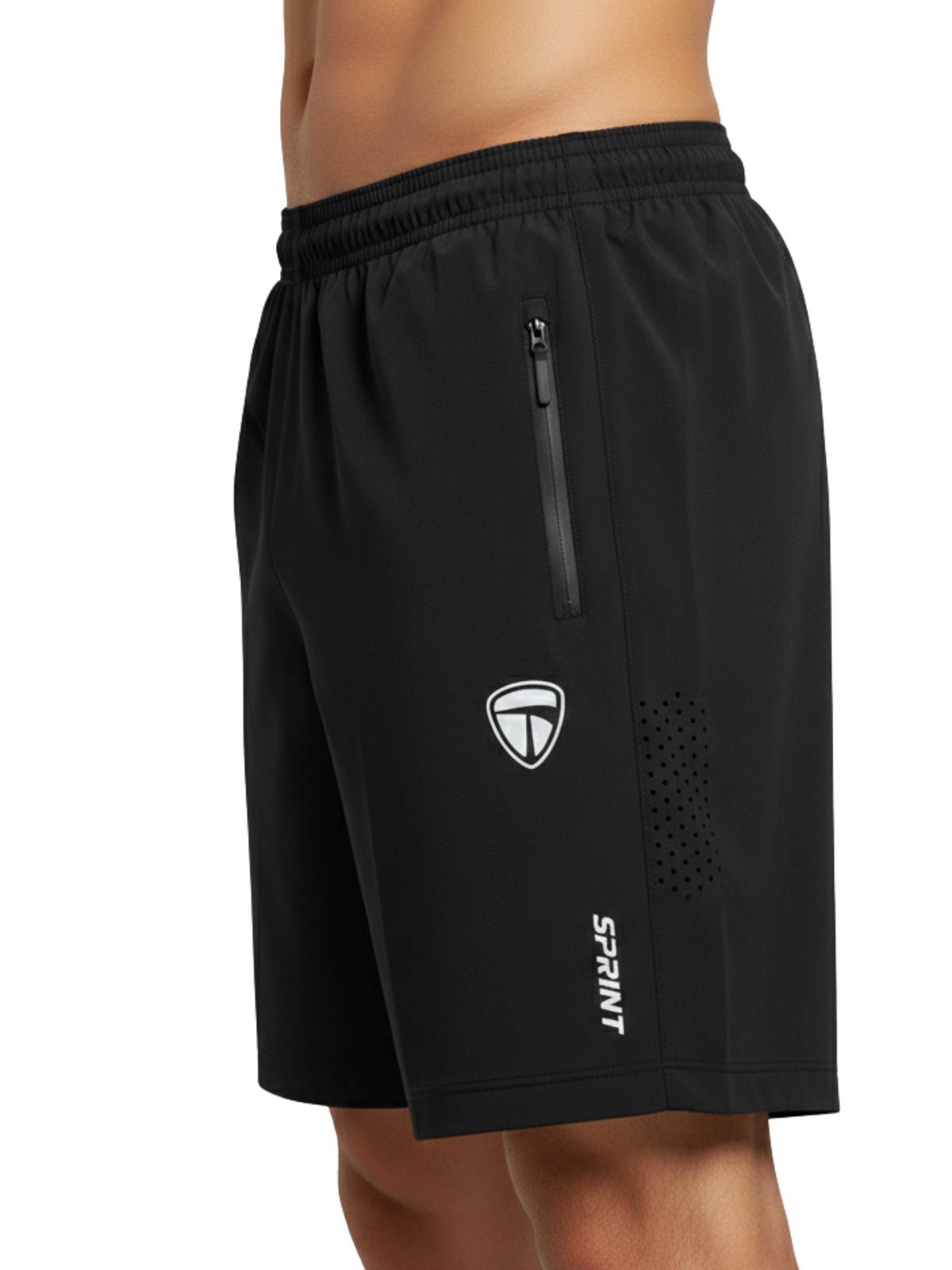 Men’s Running Shorts, Breathable Athletic Black Color Shorts with Moisture-Wicking Fabric & Zipper Pockets for Gym, Workout & Sports